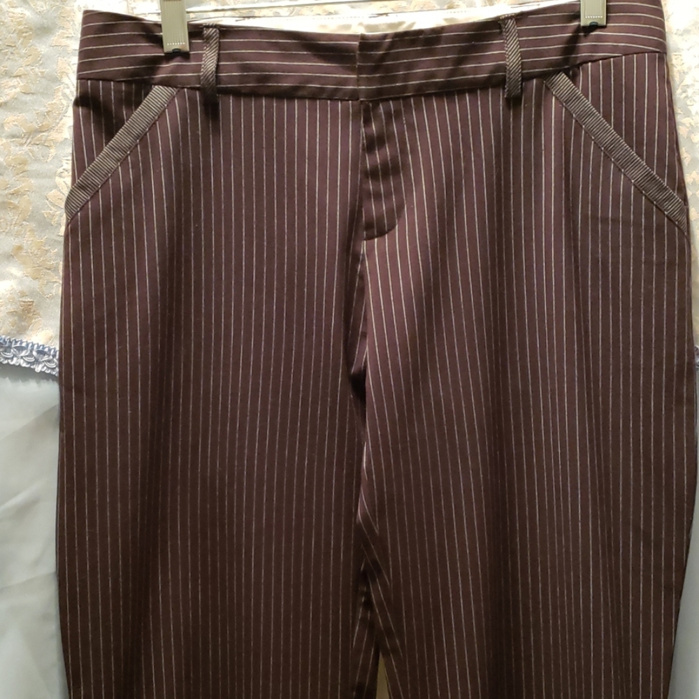 PAUL & JOE CUFFED WIDE HEM PINSTRIPE PANTS SZ 7